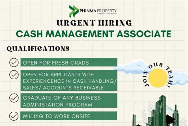 Jobtalk - PHINMA Properties looking for Cash Management Associate, Hybrid setup,  in Mandaluyong