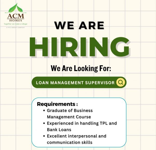 Jobtalk - Loan Supervisor vacancy in Makati! Hiring by ACM Landholdings, Inc.