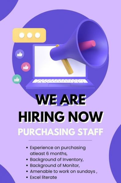Jobtalk - Purchasing Staff vacancy in Taytay! Hiring by Kily
