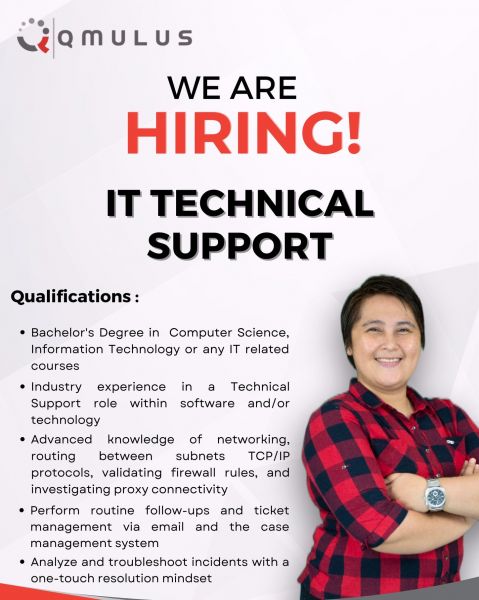 Jobtalk - Technical Support Specialist, Work from home (WFH)  for Qmulus Solutions Inc.