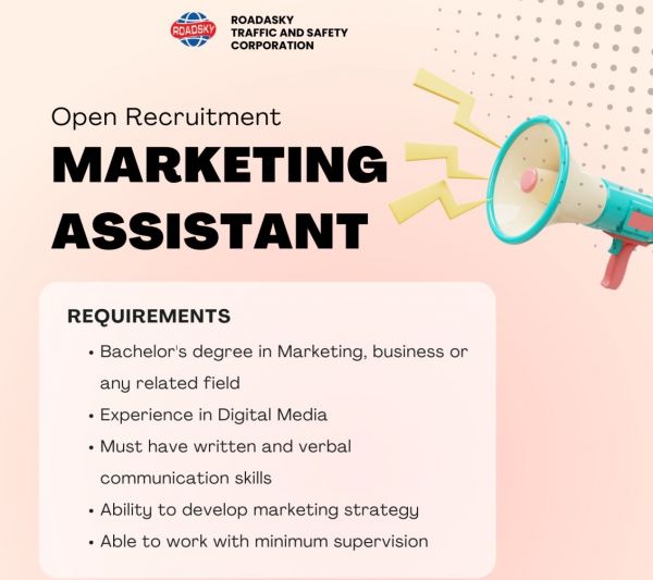 Jobtalk - Marketing Assistant vacancy in Makati! Hiring by Roadsky Traffic Safety Corporation