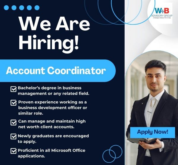 Jobtalk - Accounting Assistant vacancy in Pasig! Hiring by Wong + Bernstein (W+B) Advisory Group