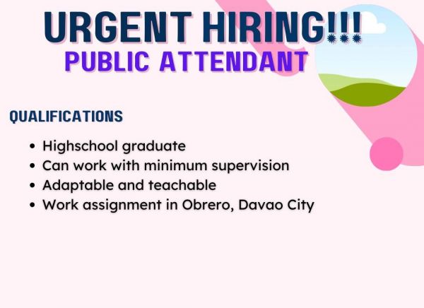 Jobtalk - Public Area Attendant vacancy in Davao City! Hiring by The Ritz Hotel at Garden Oases
