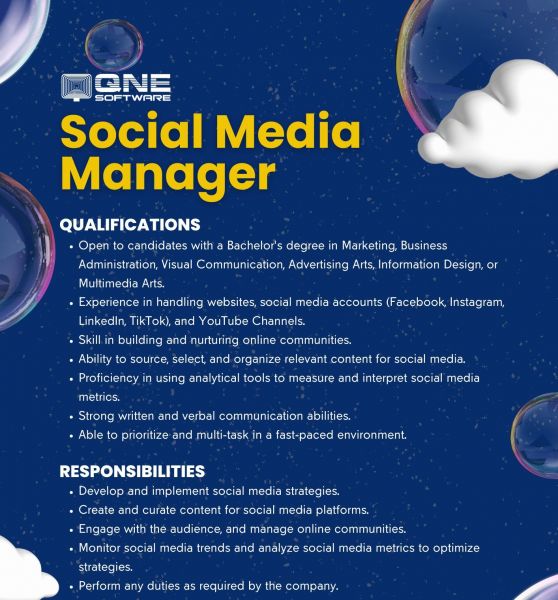 Jobtalk - Social Media Manager vacancy in Ermita! Hiring by QNE Software Philippines, Inc.
