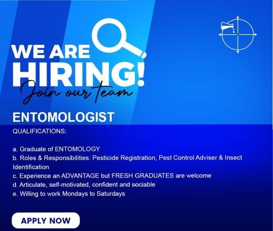 Jobtalk - Entomologist vacancy in Quezon City! Hiring by Diversified Pest Solutions Inc.