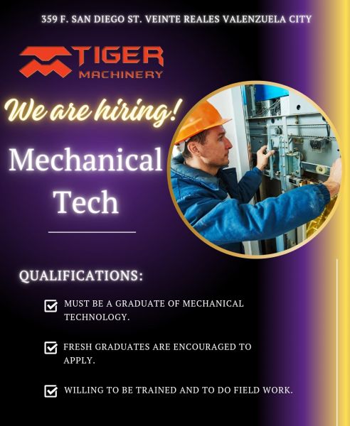 Jobtalk - Mechanical Technician vacancy in Valenzuela! Hiring by Tiger Machinery Industrial Corporation