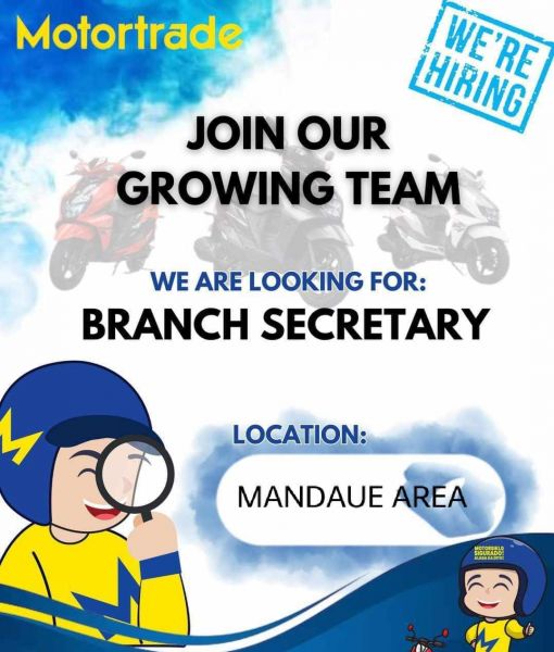 Jobtalk - Branch Secretary vacancy in Mandaue City! Hiring by Motortrade Nationwide Corporation