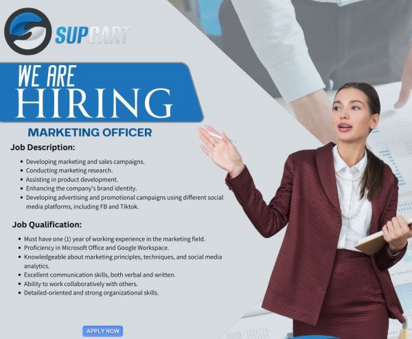 Jobtalk - Marketing Officer vacancy in Pasig! Hiring by Supcart Philippines