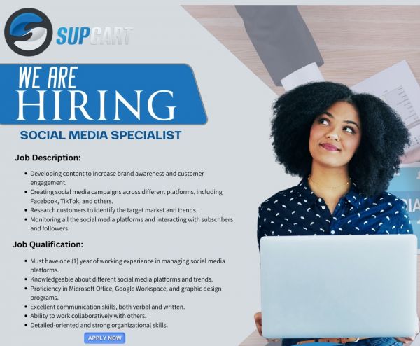 Jobtalk - Social Media Specialist vacancy in Pasig! Hiring by Supcart Philippines