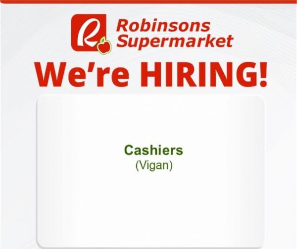 Jobtalk - Cashier vacancy in Vigan City! Hiring by Robinsons Supermarket