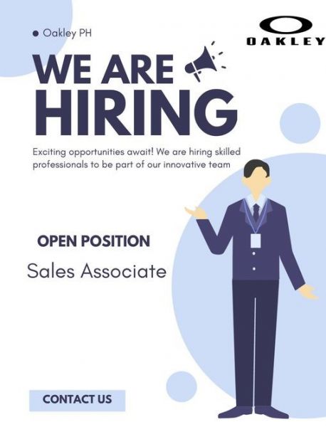 Jobtalk - Sales Associate vacancy in Sta. Rosa City! Hiring by Oakley