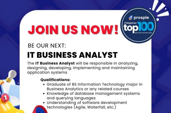Jobtalk - IT Business Analyst vacancy in Mabalacat City! Hiring by Gardenia Bakeries (Philippines), Inc.