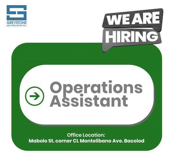 Jobtalk - Operations Assistant vacancy in Taguig City! Hiring by Greystone Asia Resources Inc.