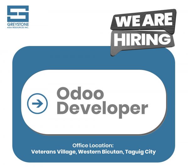 Jobtalk - Odoo Developer vacancy in Taguig City! Hiring by Greystone Asia Resources Inc.
