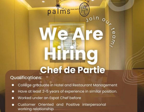 Jobtalk - Chef De Partie vacancy in Muntinlupa! Hiring by The Palms Country Club