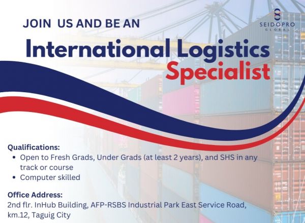 Jobtalk - Logistics Specialist vacancy in Taguig City! Hiring by SeidoPro Global, Inc.