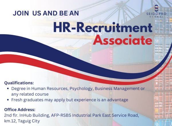 Jobtalk - Recruitment Associate vacancy in Taguig City! Hiring by SeidoPro Global, Inc.