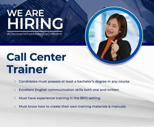 Jobtalk - Call Center Trainer vacancy in Victorias City! Hiring by Global Strategic Business Solutions Inc.