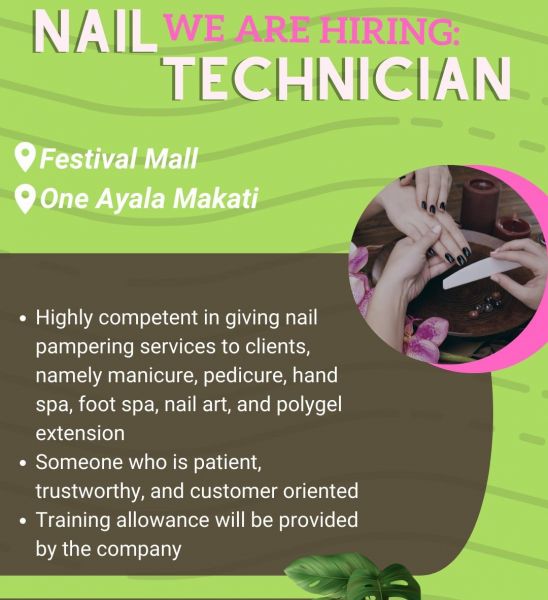 Jobtalk - Nail Technician vacancy in Makati! Hiring by Lay Bare