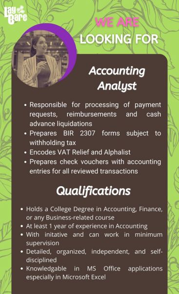 Jobtalk - Accounting Analyst vacancy in San Juan! Hiring by Lay Bare