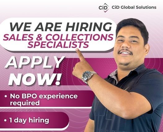 Jobtalk - Collection Specialist vacancy in Mandaluyong! Hiring by CiD Global Solutions, Inc.