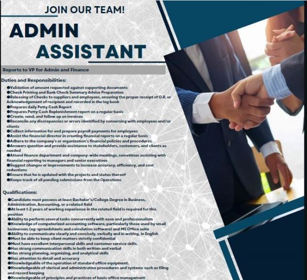Jobtalk - Admin Assistant vacancy in Makati! Hiring by Pelicen Inc.