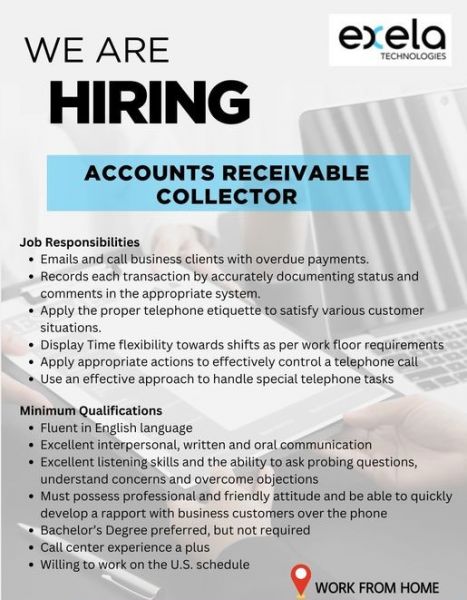 Jobtalk - Accounts Receivable Associate, Work from home (WFH)  for Exela Technologies, Inc.