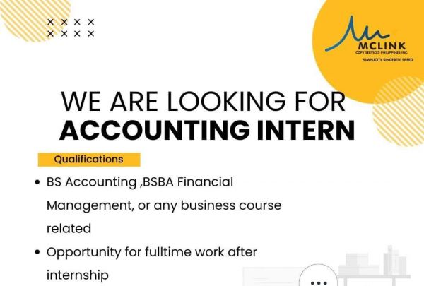 Jobtalk - Accounting Staff Intern vacancy in Pasig! Hiring by Mclink Copy Services Phil Inc.
