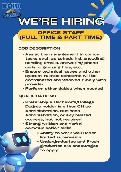 Jobtalk - Office Staff vacancy in Malate! Hiring by TECHNOKids Philippines