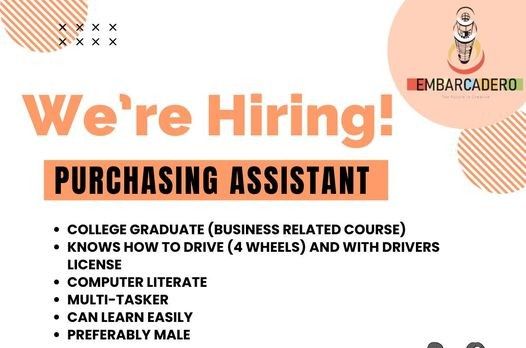 Jobtalk - Purchasing Assistant vacancy in Legazpi City! Hiring by Embarcadero Land Ventures, Inc.
