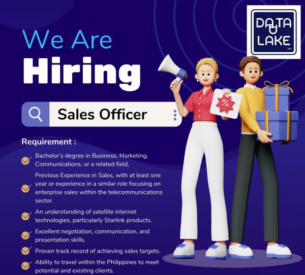 Jobtalk - Sales Officer vacancy in Pasay! Hiring by Data Lake Inc.