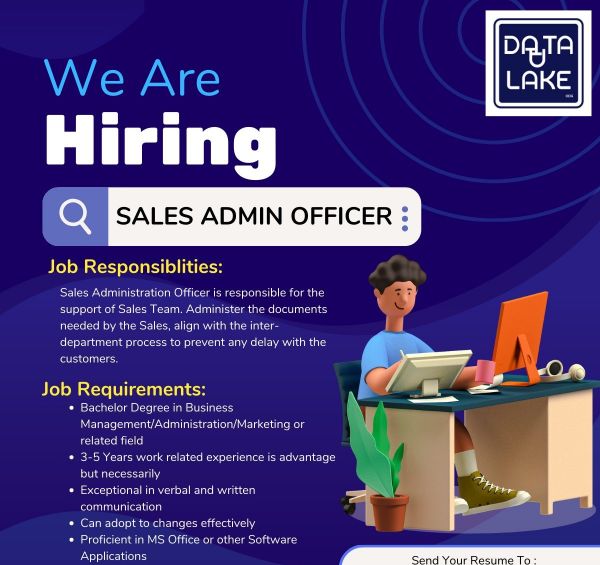 Jobtalk - Sales Admin Officer vacancy in Pasay! Hiring by Data Lake Inc.