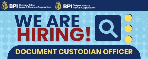 Jobtalk - Document Control Officer vacancy in Makati! Hiring by BPI Tokyo Century Rental Corporation