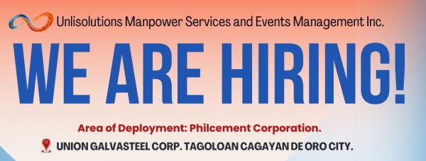 Jobtalk - Admin Staff vacancy in Cagayan De Oro City! Hiring by Union Galvasteel Corporation