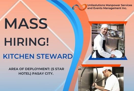 Jobtalk - Kitchen Staff vacancy in Pasay! Hiring by UnliSolutions Manpower Services & Events Management Inc.
