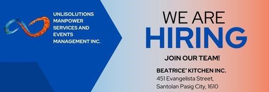 Jobtalk - Production Staff vacancy in Pasig! Hiring by Beatrice Kitchen Inc.