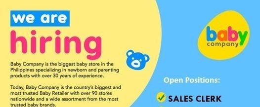 Jobtalk - Sales Clerk vacancy in Angeles City! Hiring by Baby Company