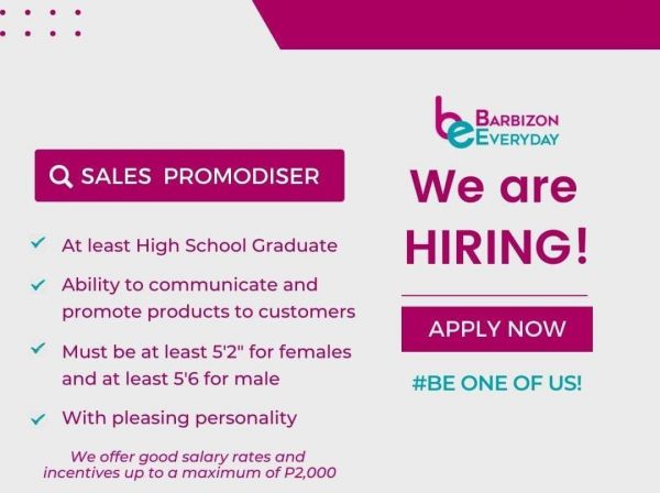 Jobtalk - Sales Promodiser vacancy in Tuguegarao City! Hiring by New Barbizon Fashion, Inc.
