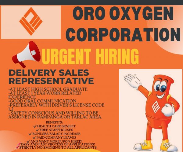 Jobtalk - Sales Representative needed for  field work in Pampanga area