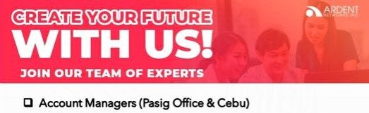 Jobtalk - Account Manager vacancy in Pasig! Hiring by Ardent Networks, Inc.