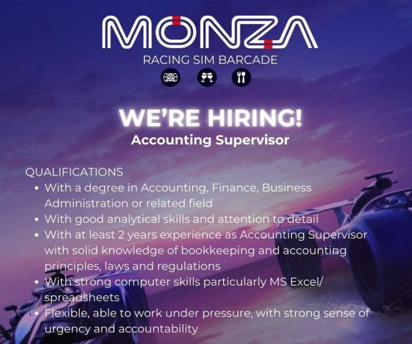 Jobtalk - Accounting Supervisor vacancy in Pasig! Hiring by Monza Barcade
