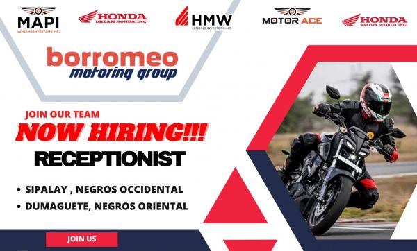 Jobtalk - Receptionist vacancy in Sipalay City! Hiring by Motor Ace Philippines, Inc.