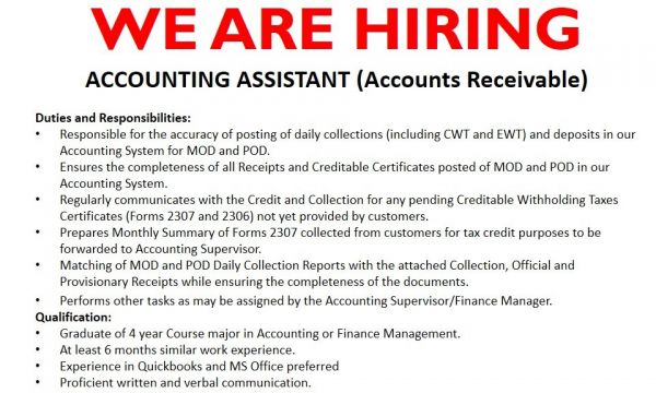 Jobtalk - Accounts Receivable Associate vacancy in Makati! Hiring by Business Machines Corporation