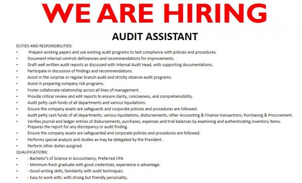 Jobtalk - Audit Assistant vacancy in Makati! Hiring by Business Machines Corporation