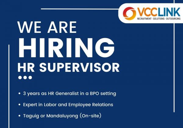 Jobtalk - HR Supervisor vacancy in Taguig City! Hiring by Vital Call Center Link