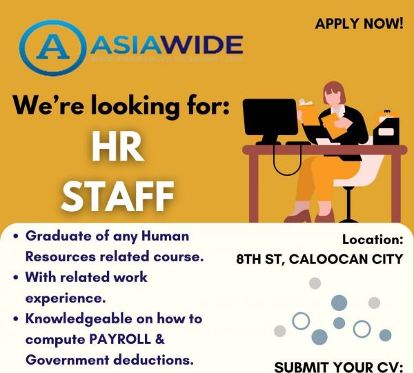 Jobtalk - HR Staff vacancy in Caloocan! Hiring by Asiawide Human Resources And Consultancy