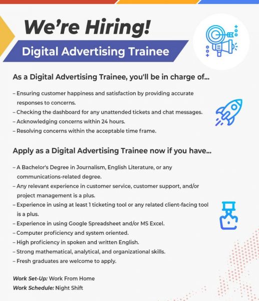 Jobtalk - Digital Advertising Trainee, Work from home (WFH)  for SLMP Digital Services Corporation