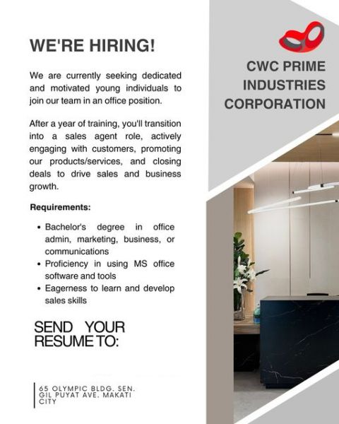 Jobtalk - Account Executive vacancy in Makati! Hiring by CWC Prime Industries Corporation