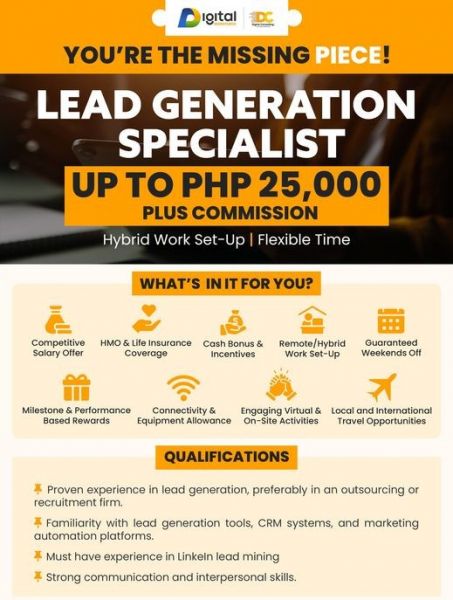 Jobtalk - Digital Consulting PH looking for Lead Generation Specialist, Hybrid setup,  in Makati