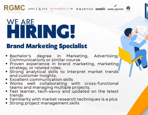 Jobtalk - Brand Marketing Specialist vacancy in Pasig! Hiring by RGMC Group of Companies
